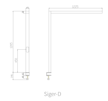 Siger Free Standing LED Lamp Desktop Mounting Dimension